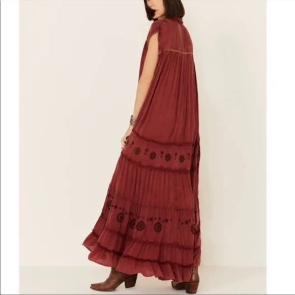 Free People Women's Pretty Cozy Maxi Dress Brown Small
