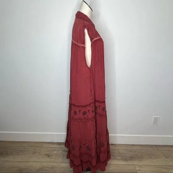 Free People Women's Pretty Cozy Maxi Dress Brown Small