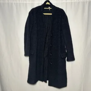 Free People Womens Wool Eyelet Lined Oversized Basic‎ Coat - Blue