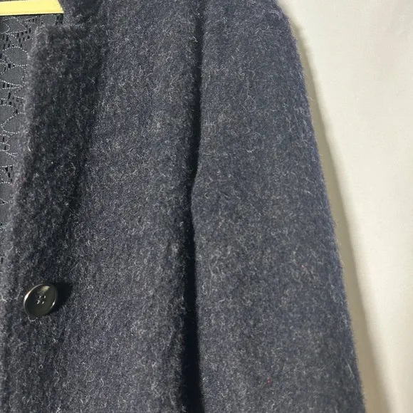 Free People Womens Wool Eyelet Lined Oversized Basic‎ Coat - Blue