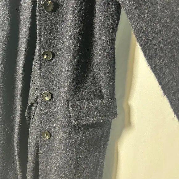 Free People Womens Wool Eyelet Lined Oversized Basic‎ Coat - Blue