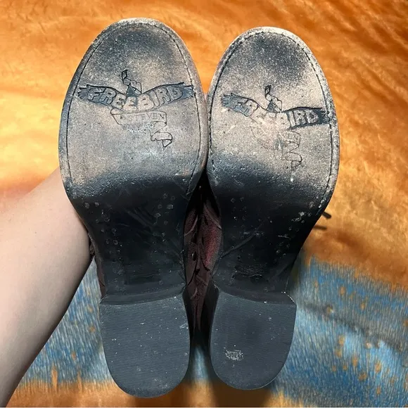 Freebird Cage Heeled Leather Boots size 8