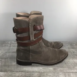 FRYE #77735 Shirley Womens Brown Suede Short Strappy Riding Bootie Boots Size 8