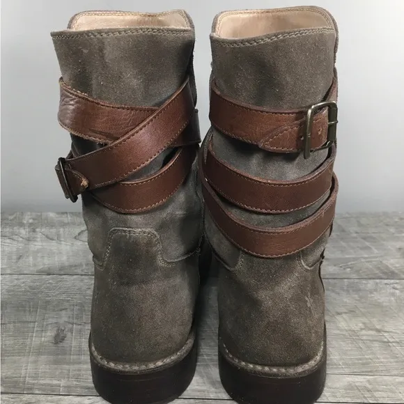 FRYE #77735 Shirley Womens Brown Suede Short Strappy Riding Bootie Boots Size 8