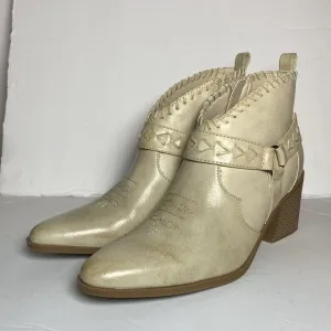 Frye &amp; Co Women's Cream Palma Stacked Heel Faux Leather Ankle Boots