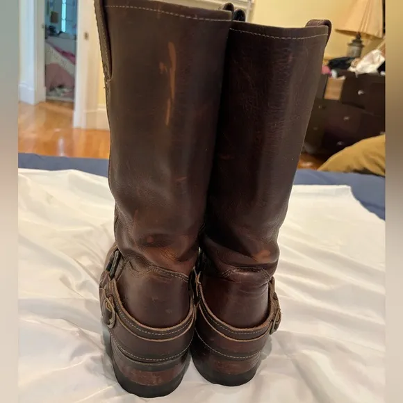 Frye Belted Harness 12R Women's Size 10 M Engineer Moto Boots Brown 77250