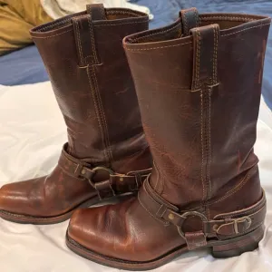Frye Belted Harness 12R Women's Size 10 M Engineer Moto Boots Brown 77250