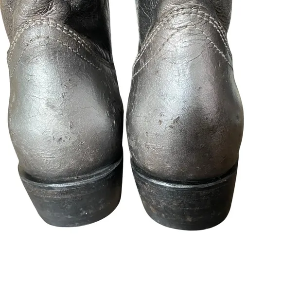 Frye Billy Short Ankle Dark Pewter Boots Silver Metallic size 8