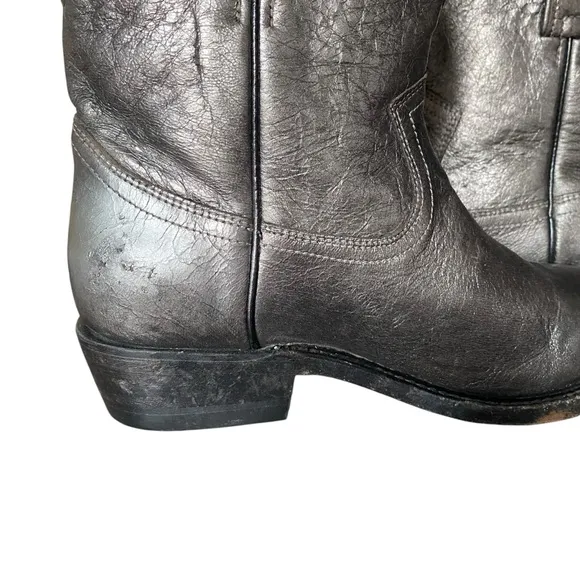 Frye Billy Short Ankle Dark Pewter Boots Silver Metallic size 8