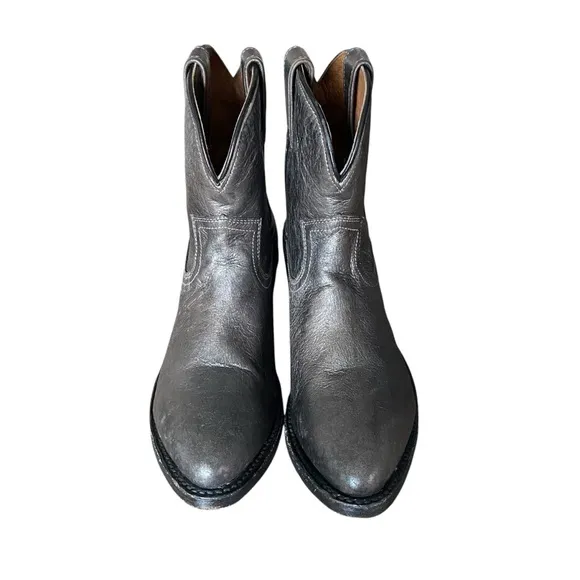 Frye Billy Short Ankle Dark Pewter Boots Silver Metallic size 8