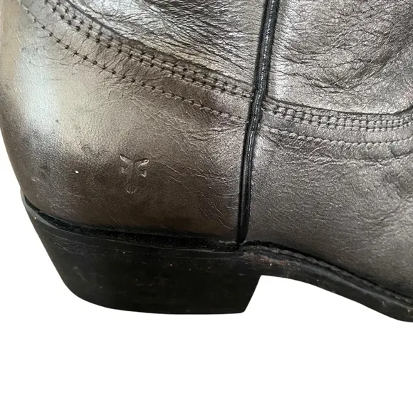 Frye Billy Short Ankle Dark Pewter Boots Silver Metallic size 8