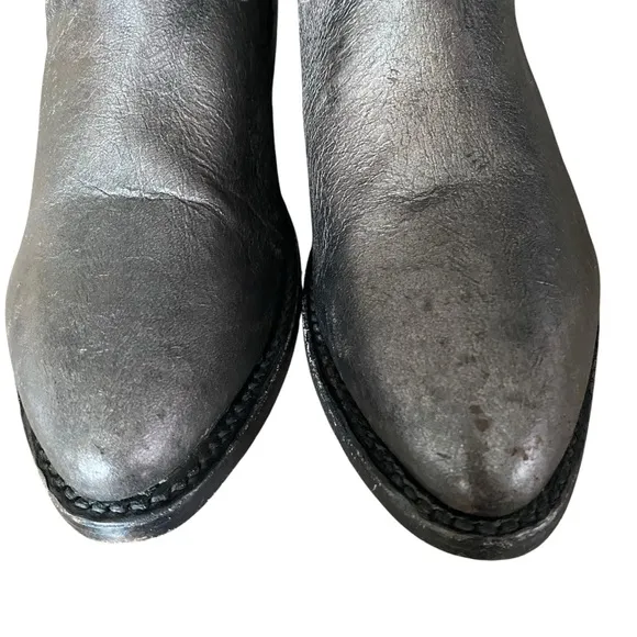 Frye Billy Short Ankle Dark Pewter Boots Silver Metallic size 8