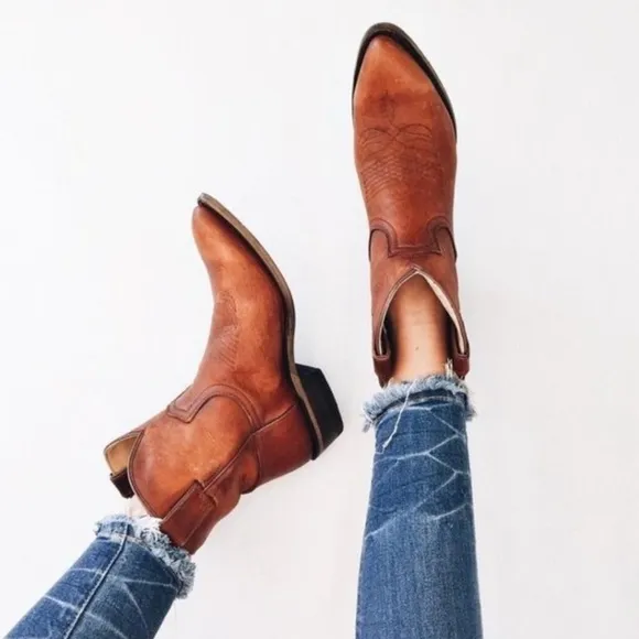 FRYE billy short country western cowboy boots - brown