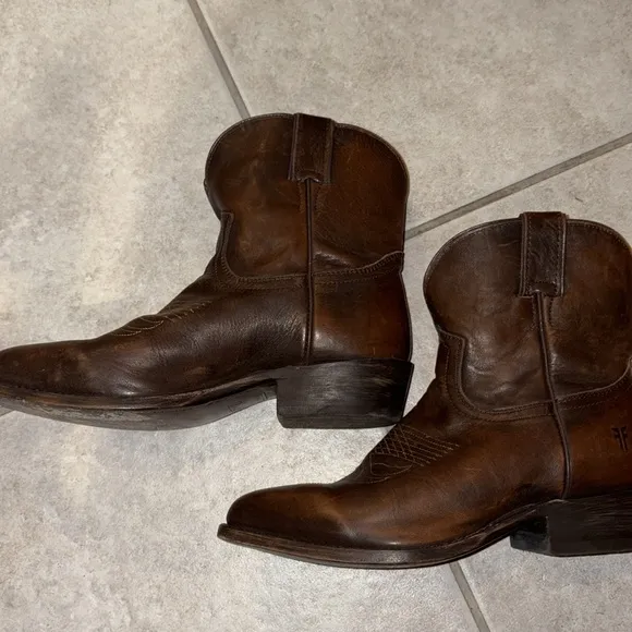 FRYE billy short country western cowboy boots - brown