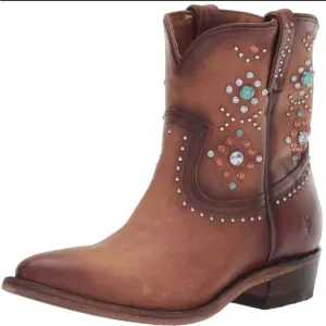 Frye Billy Stone Short Studded Cognac Boots