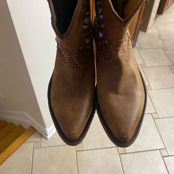 Frye Billy Stone Short Studded Cognac Boots