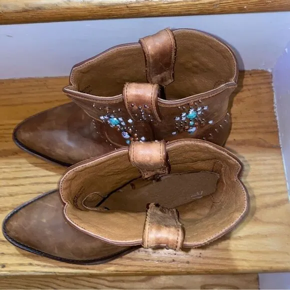 Frye Billy Stone Short Studded Cognac Boots