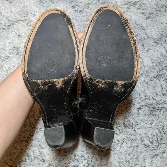 Frye Black Ankle Booties Heel Jenny Leather Zipper Equestrian 8.5