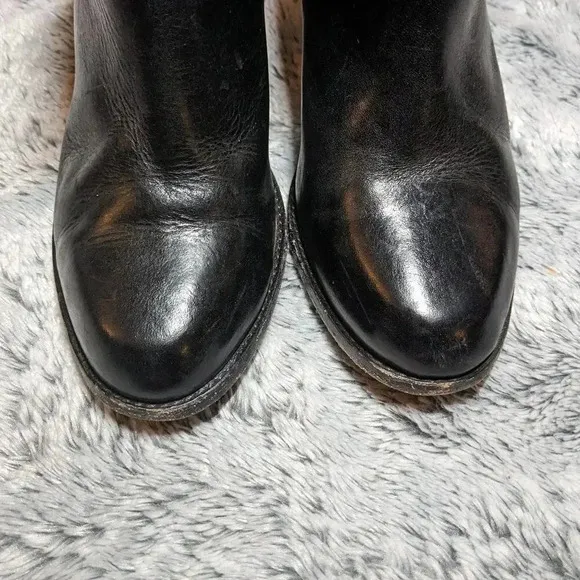 Frye Black Ankle Booties Heel Jenny Leather Zipper Equestrian 8.5