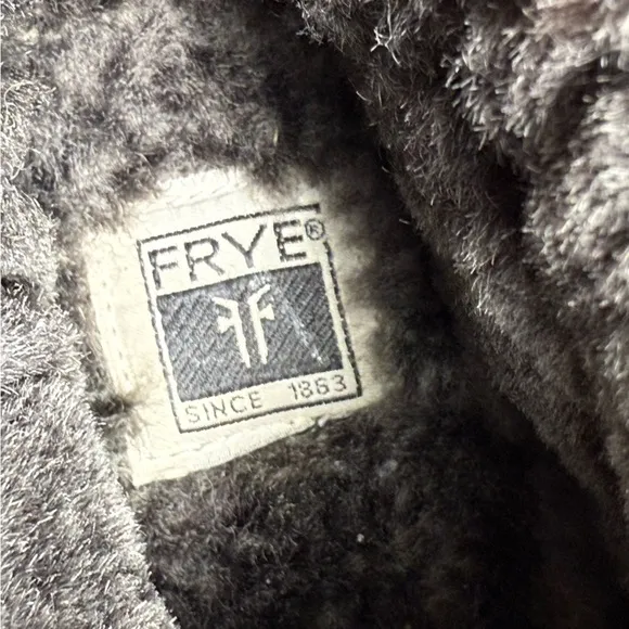 Frye Black Leather Double Zip Shearling Lined Short Ankle Boots 7B