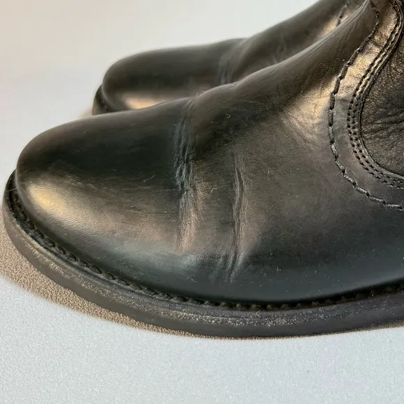 Frye Black Leather Double Zip Shearling Lined Short Ankle Boots 7B