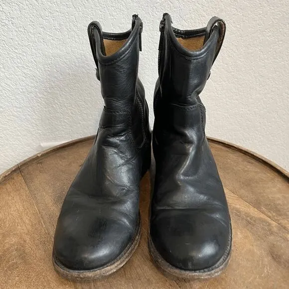 FRYE Boots Black Leather Melissa Button Short Ankle Booties Women's Size 5.5