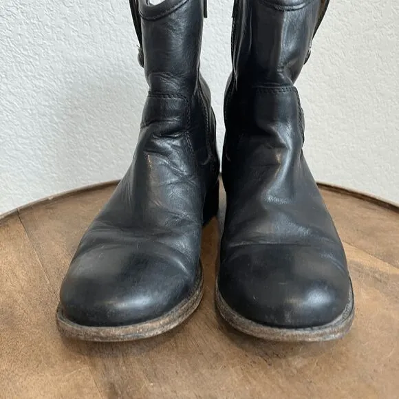 FRYE Boots Black Leather Melissa Button Short Ankle Booties Women's Size 5.5