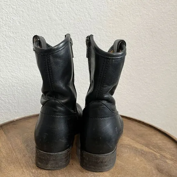 FRYE Boots Black Leather Melissa Button Short Ankle Booties Women's Size 5.5