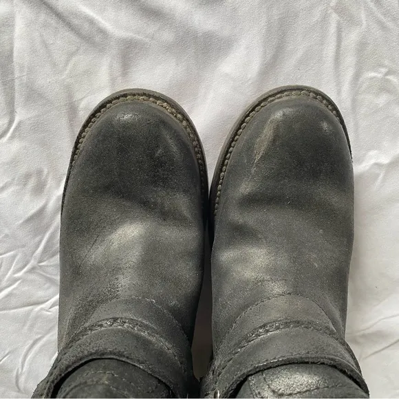 Frye Carmen Harness Short Boots in dusty black