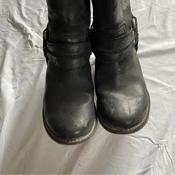 Frye Carmen Harness Short Boots in dusty black