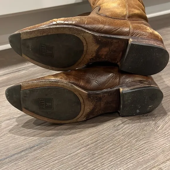 Frye Cindy Slouch Brown Boots | Professional Cobbler Redone Soles | Vintage