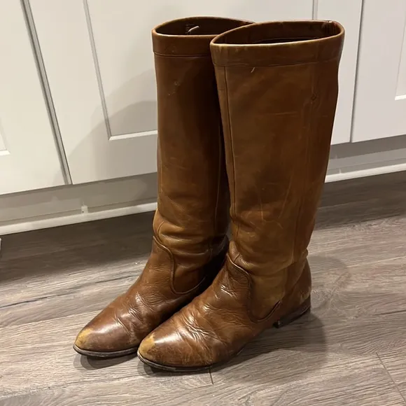 Frye Cindy Slouch Brown Boots | Professional Cobbler Redone Soles | Vintage