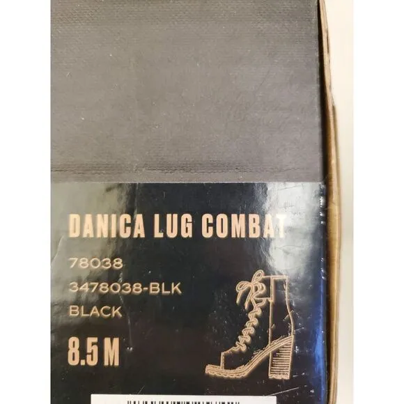 Frye Danica Lug Combat Boots size 8.5 black Open toe Women's