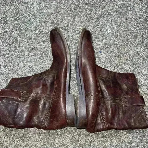 Frye Dark Brown Anna Shortie Boots Pull-on Short Booties Sz 8.5M