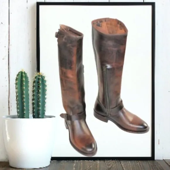 Frye Engineer Distressed Washed Brown Oiled Leather Melissa Styling Boot…
