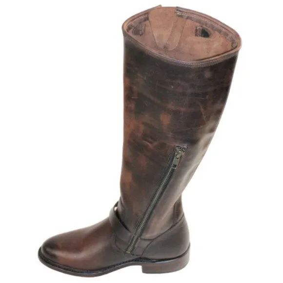 Frye Engineer Distressed Washed Brown Oiled Leather Melissa Styling Boot…