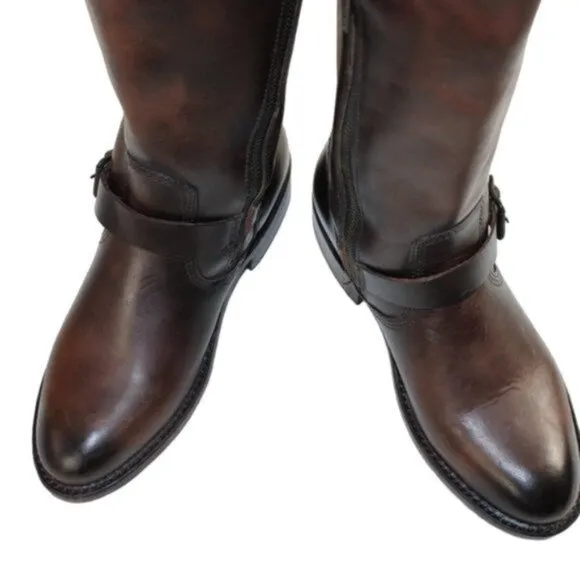 Frye Engineer Distressed Washed Brown Oiled Leather Melissa Styling Boot…