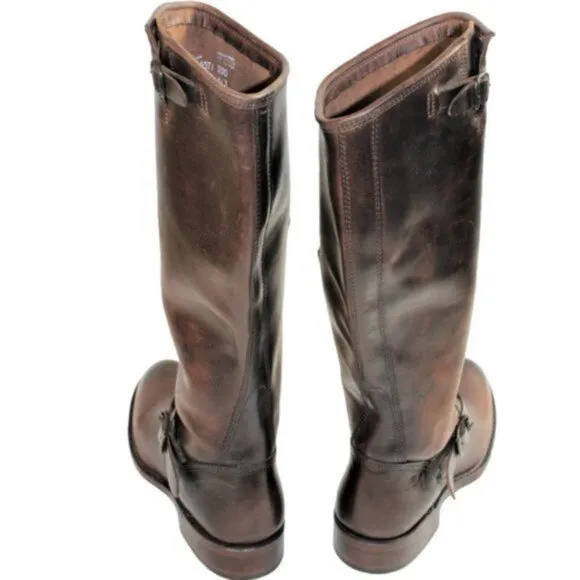 Frye Engineer Distressed Washed Brown Oiled Leather Melissa Styling Boot…