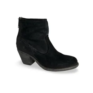 Frye Leslie Artisan Western Short Boots Womens Size 7.5 Black Suede Zip Back