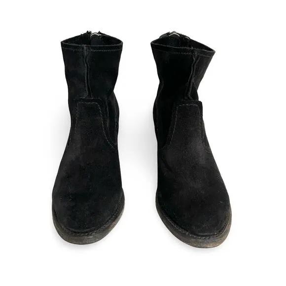 Frye Leslie Artisan Western Short Boots Womens Size 7.5 Black Suede Zip Back