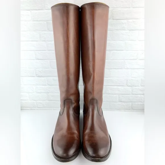 Frye Melissa Button Back Zip Tall Riding Brown Boots Size 6.5
