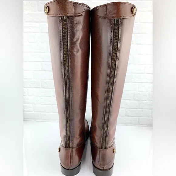 Frye Melissa Button Back Zip Tall Riding Brown Boots Size 6.5