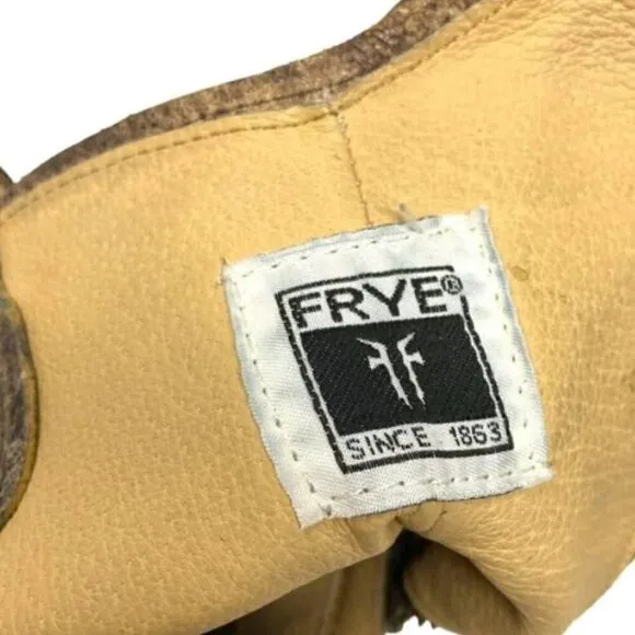 Frye Melissa Button Distressed Leather Glazed Short Zipper Boots - Size 7.5