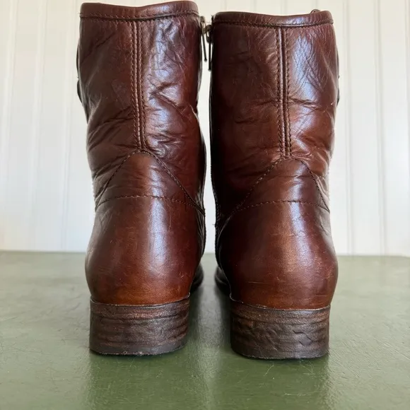 Frye MELISSA BUTTON Mid Calf/Short Boots in Cognac Leather *Mexico*