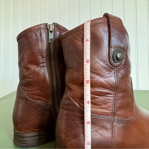 Frye MELISSA BUTTON Mid Calf/Short Boots in Cognac Leather *Mexico*
