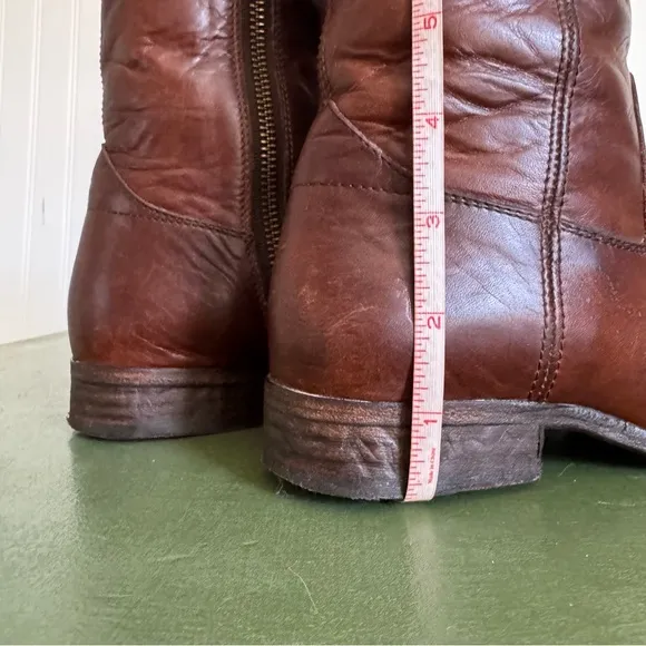 Frye MELISSA BUTTON Mid Calf/Short Boots in Cognac Leather *Mexico*
