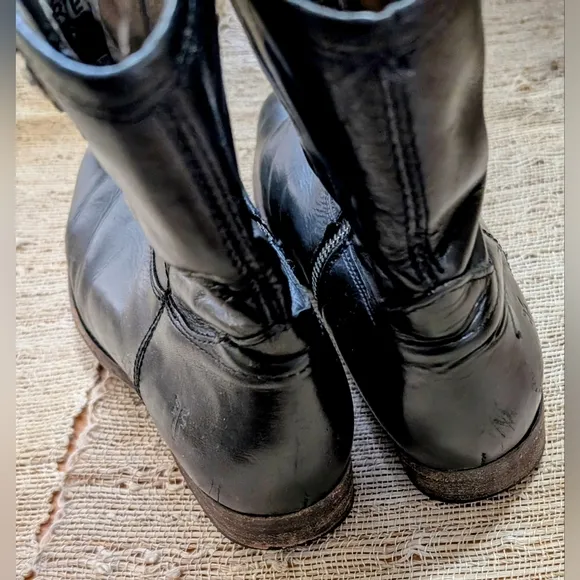 Frye Melissa Button Short Black Cute Pull On Boot