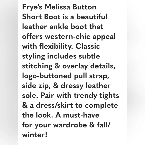 Frye Melissa Button Short Black Cute Pull On Boot