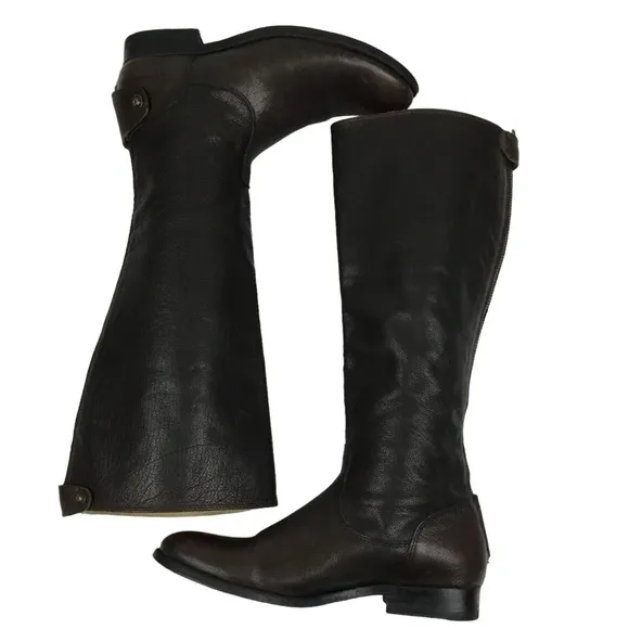 FRYE Melissa Buttoned Knee High Leather Boots Back Zip