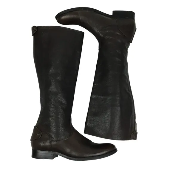 FRYE Melissa Buttoned Knee High Leather Boots Back Zip